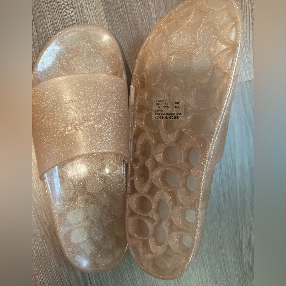 Coach Gold Glitter Jelly Sandals - Picture 4 of 6